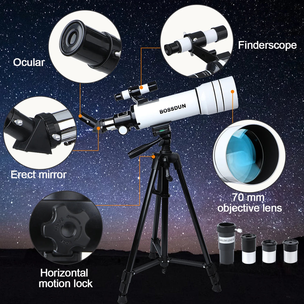 BOSSDUN 40070 Telescope w/Phone Adapter & Sturdy Tripod.