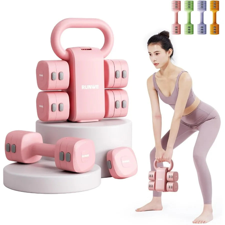 Lightweight Adjustable Dumbbell Kettlebell Set.