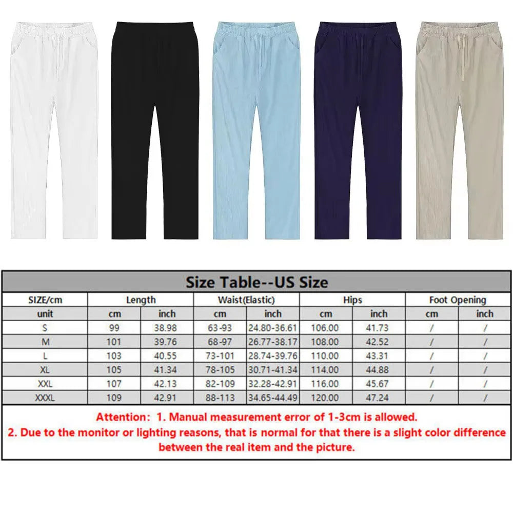 2pcs Set Men's Cotton Linen Shirt and Pants.