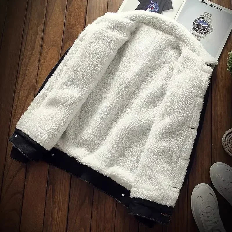 2022 Winter Fleece-lined Thickened Denim Jacket