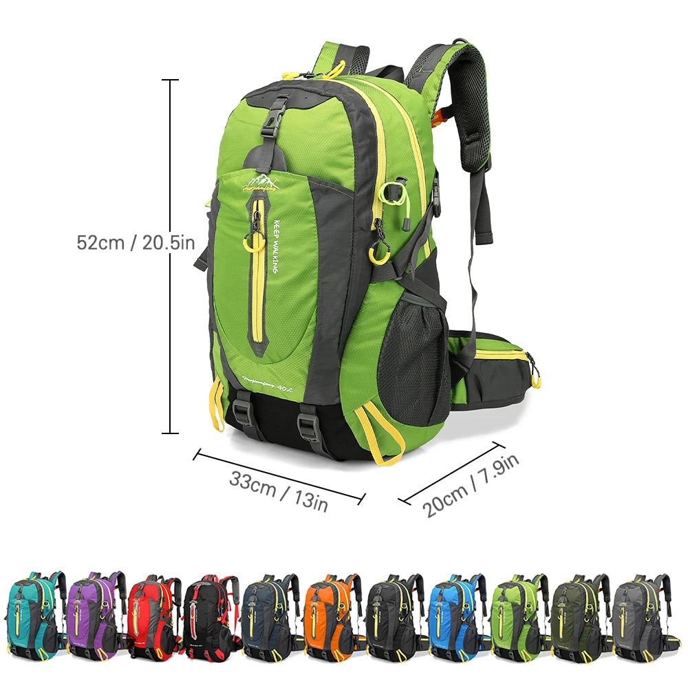 40L Water Resistant Travel Backpack.