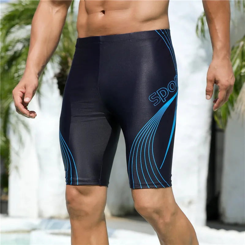Men's Sportswear Quick-Dry Knee-Length Swimming Shorts.