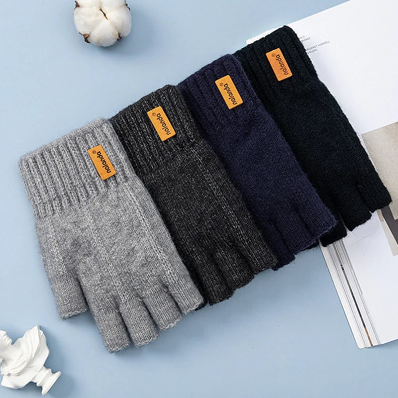 Winter Autumn Knitted gloves Warm Plush Fingerless gloves for men & Women