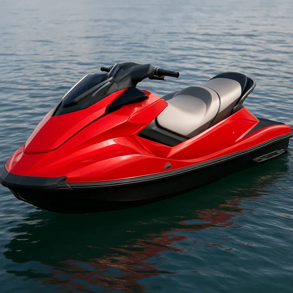 Jet ski boat four-stroke engine for water sports.