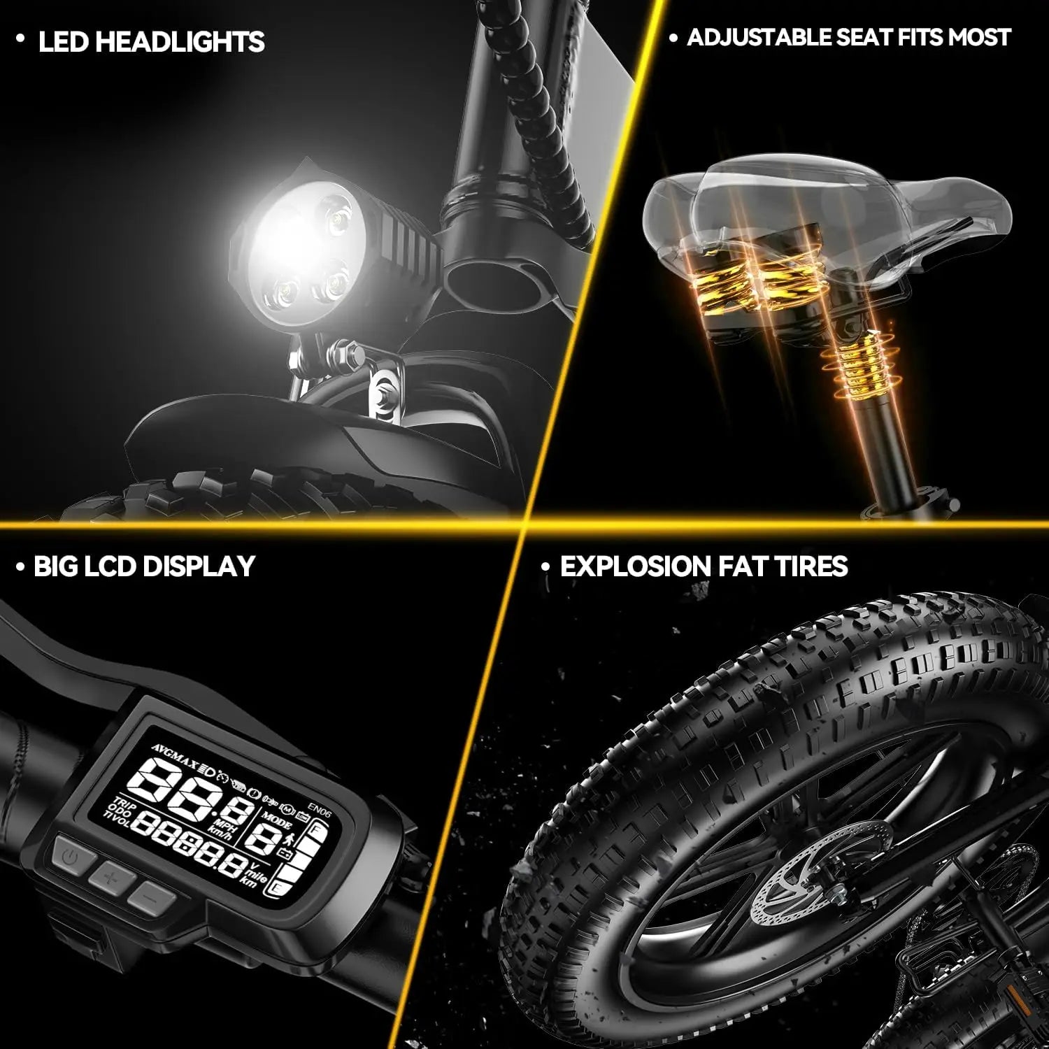 1000W ebike for adults, 20A Large Removable Battery, Foldable Electric Bike, 20" Fat Tire bike for all Terrain Mars700