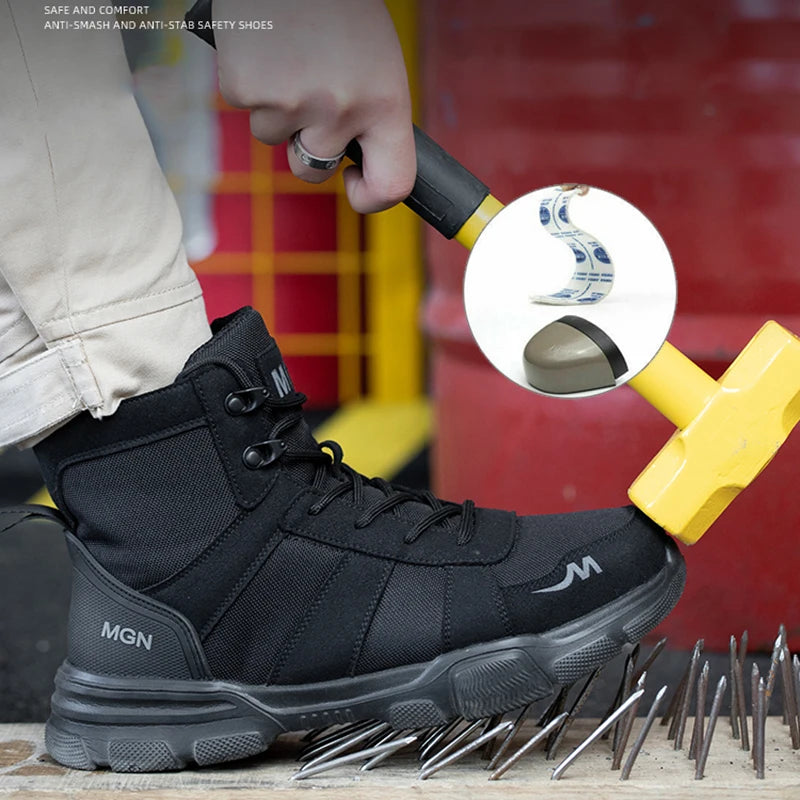 Work Boots Indestructible Safety Shoes Men Steel Toe Shoes
