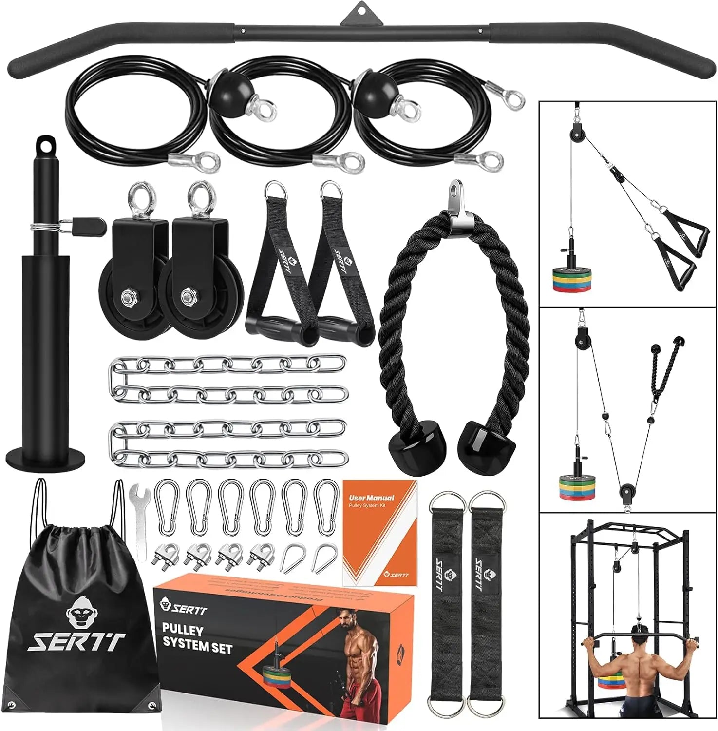 Home Gym Pulley System for Triceps, Lat Pulldown, Biceps Curl.