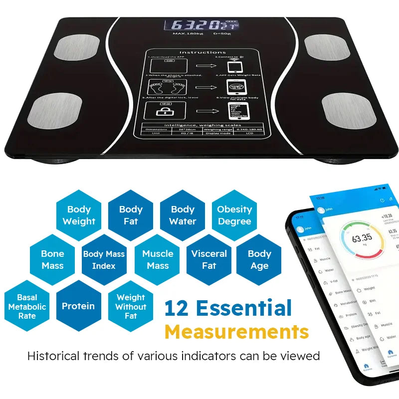 Smart Body Fat Scale Wireless LED Digital.