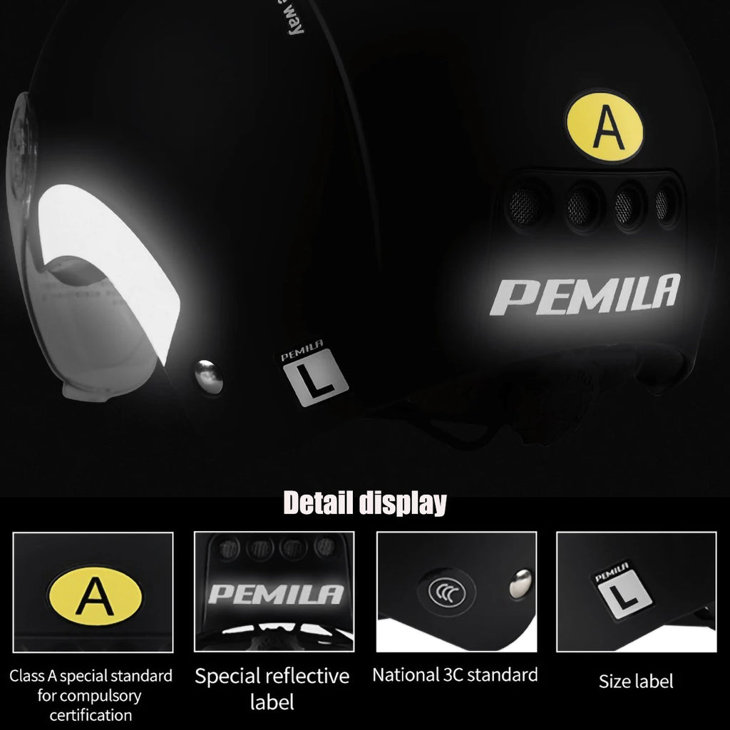 PEMILA Cycling Helmet With Goggles Lens Ear Protection.