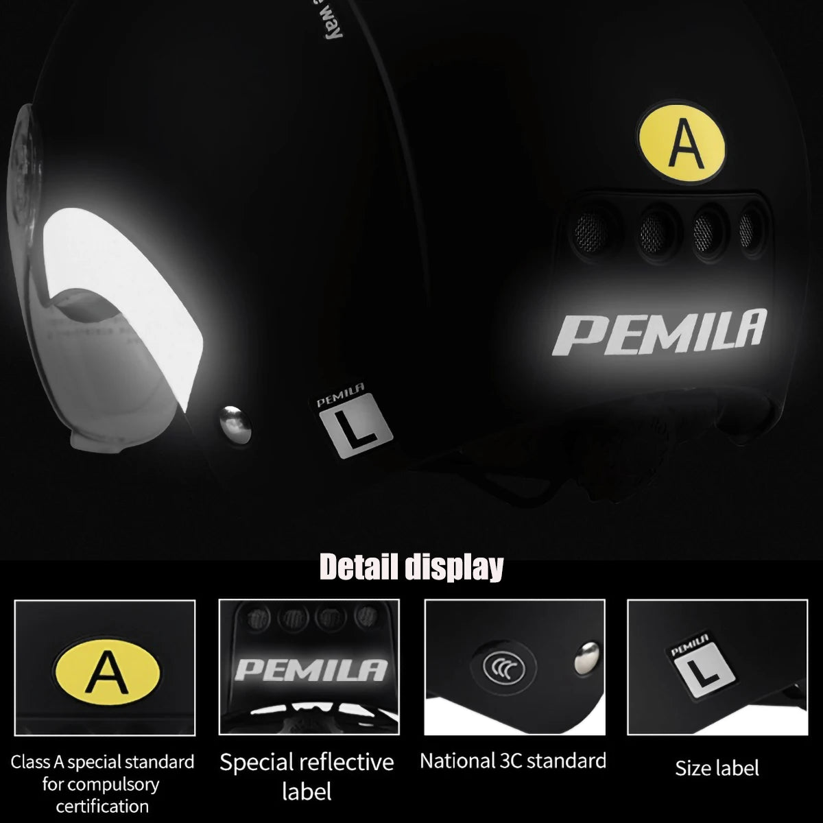 PEMILA Cycling Helmet With Goggles Lens Ear Protection.