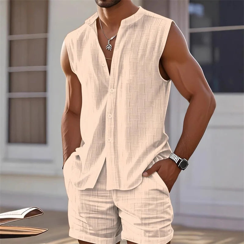 2025 New Men's Vest Shirt, Sleeveless Top and Shorts.