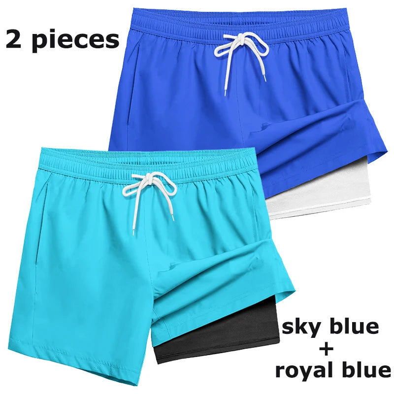 Men's Swim Trunks with Compression Liner Phone Pocket.