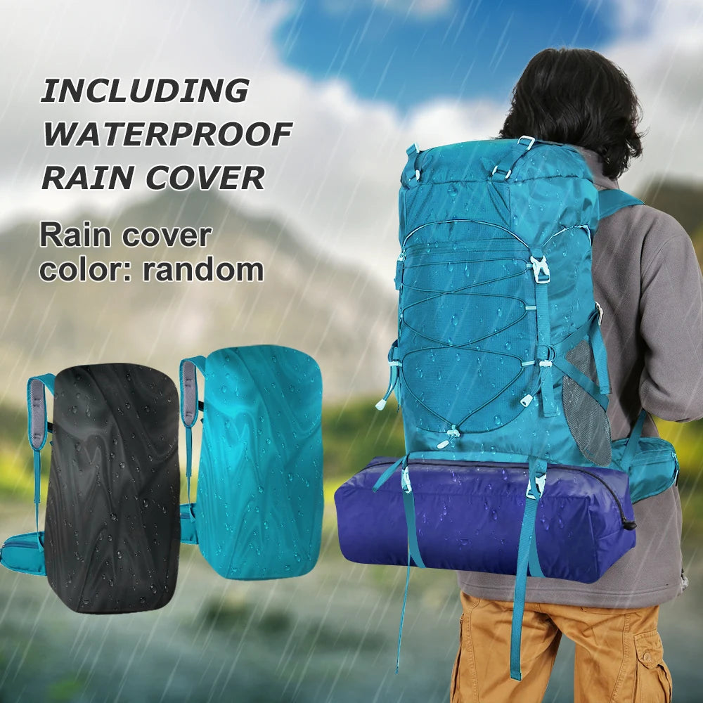 WESTTUNE 50L Hiking Backpack with Rain Cover.