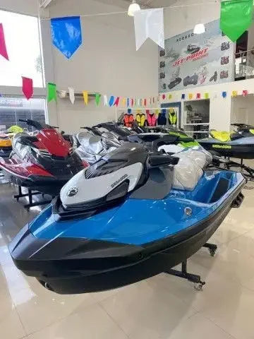 Jet ski boat four-stroke engine for water sports.