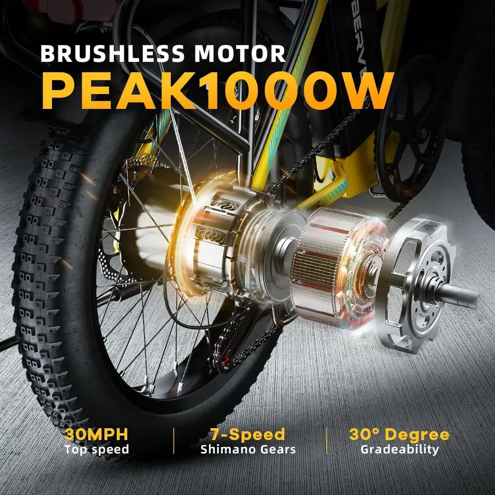 1000W ebike for adults, 20A Large Removable Battery, Foldable Electric Bike, 20" Fat Tire bike for all Terrain Mars700