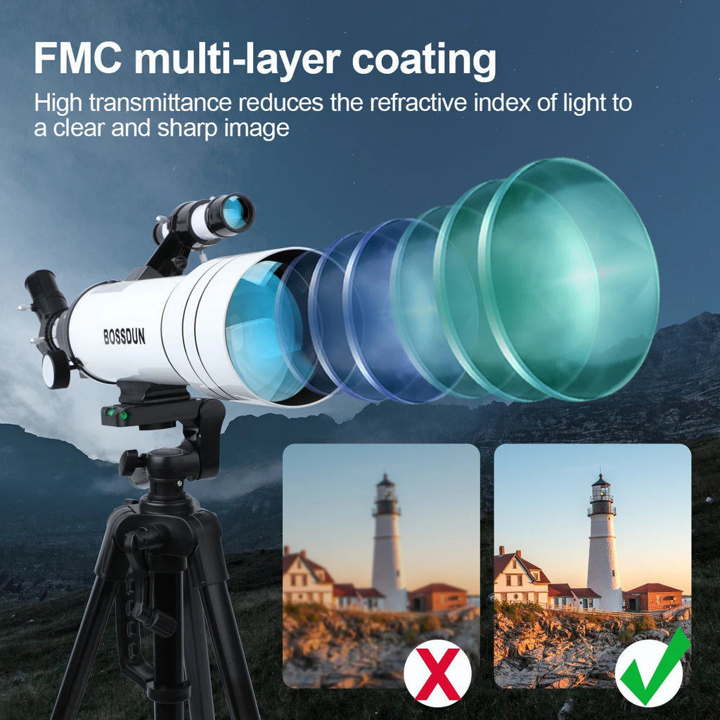 BOSSDUN 40070 Telescope w/Phone Adapter & Sturdy Tripod.