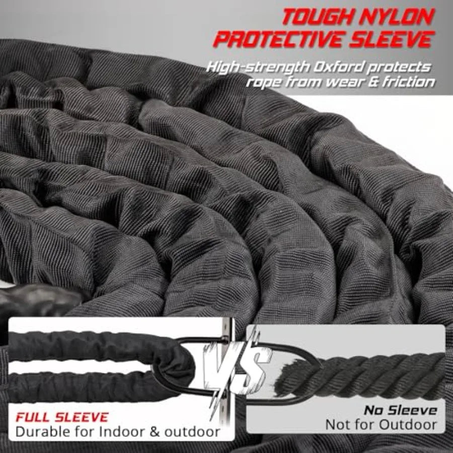 Battle Rope for Home Gym Workout - Heavy Weighted Training Eercise.