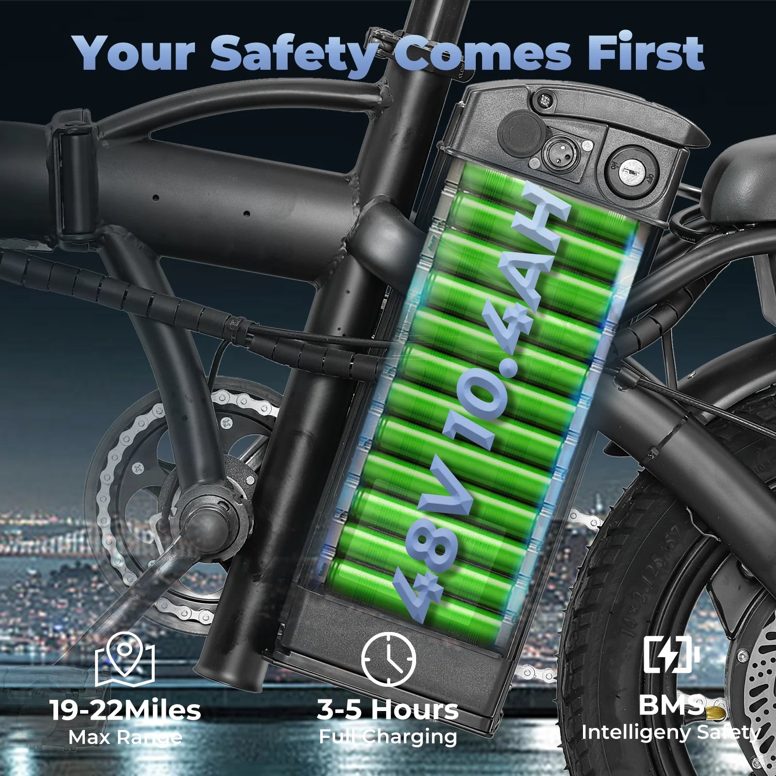 Adult and adolescent folding electric bicycles.