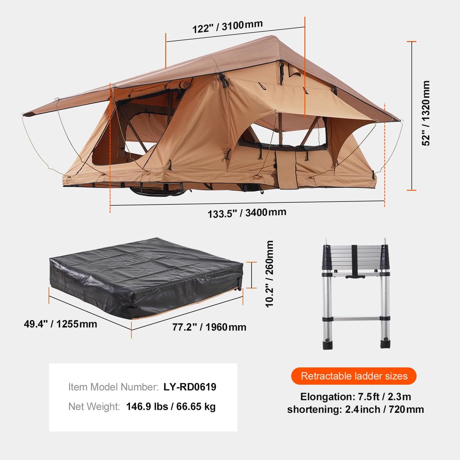 Rooftop Tent Hardshell Folding Tent.