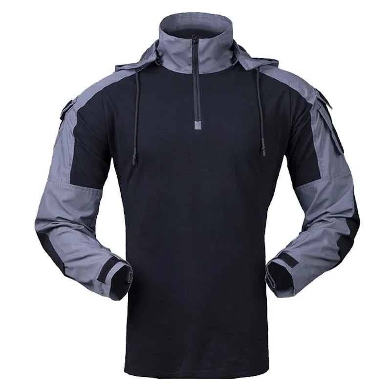 Outdoor Shirts Camo Combat T-Shirt Hooded for Men and Women.