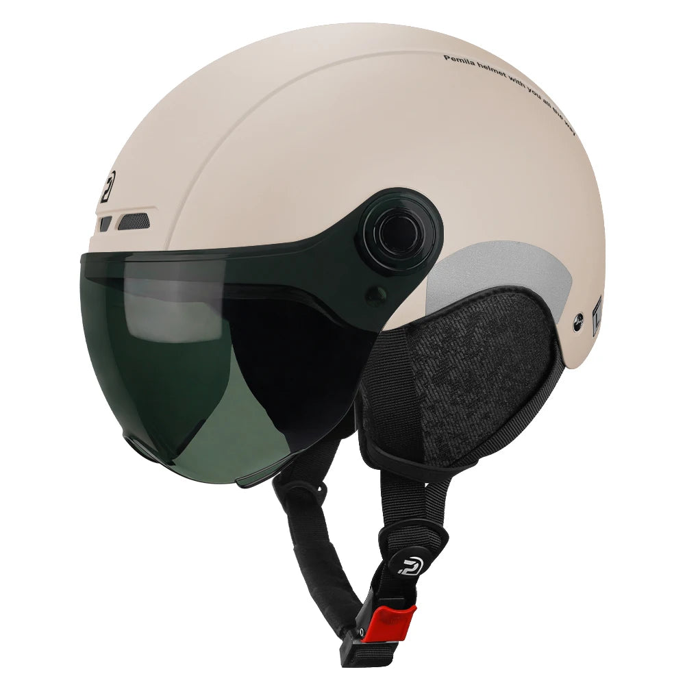 PEMILA Cycling Helmet With Goggles Lens Ear Protection.