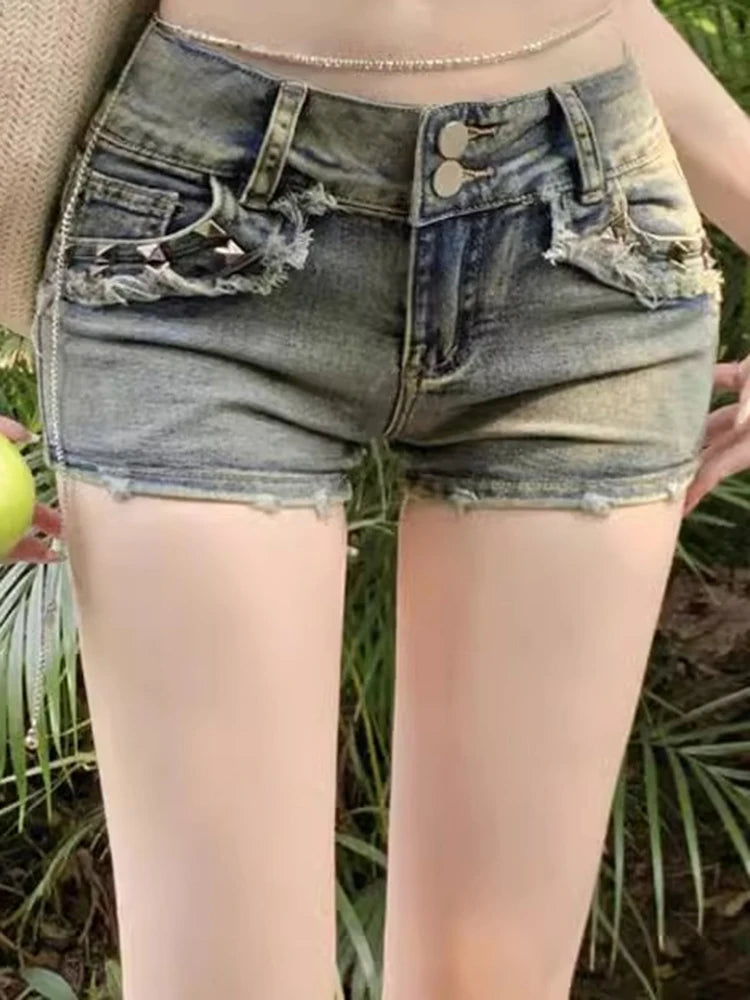 Women Korean Retro Y2k Shorts Pants.