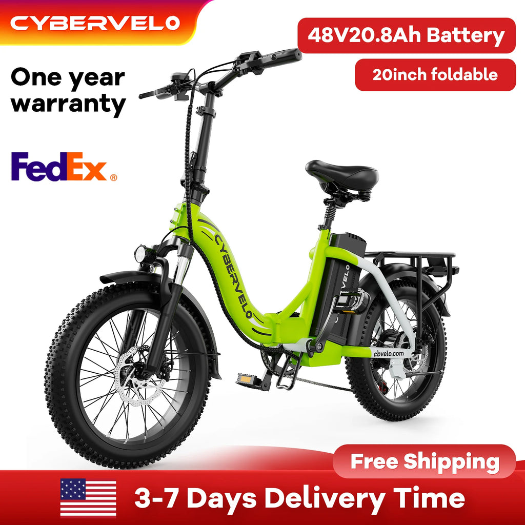 1000W ebike for adults, 20A Large Removable Battery, Foldable Electric Bike, 20" Fat Tire bike for all Terrain Mars700