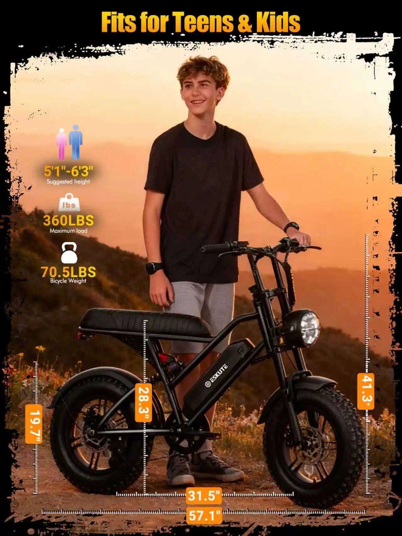 V100 Electric Bike, 1500W Peak 28MPH 48V13Ah Motorcycle.