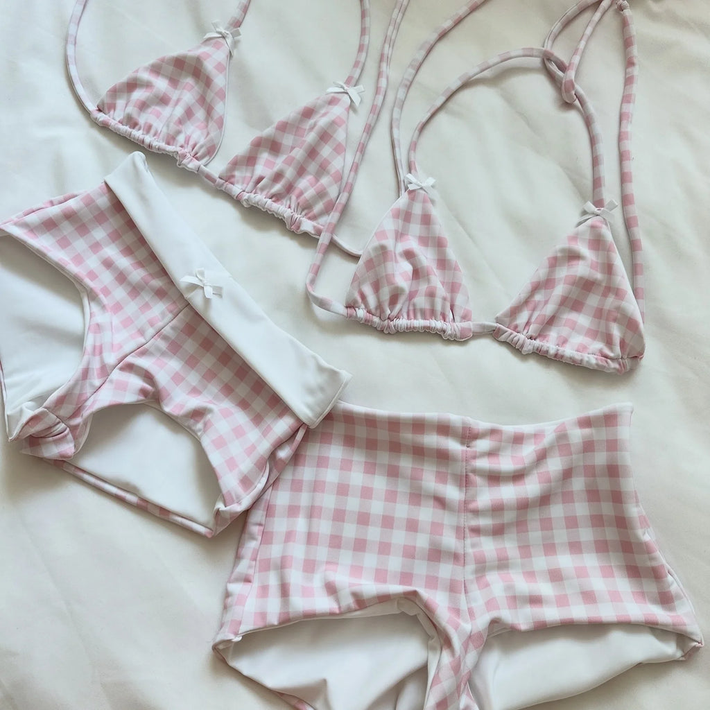 Women Halter Neck Triangle Bikini Sets Vintage 90s.