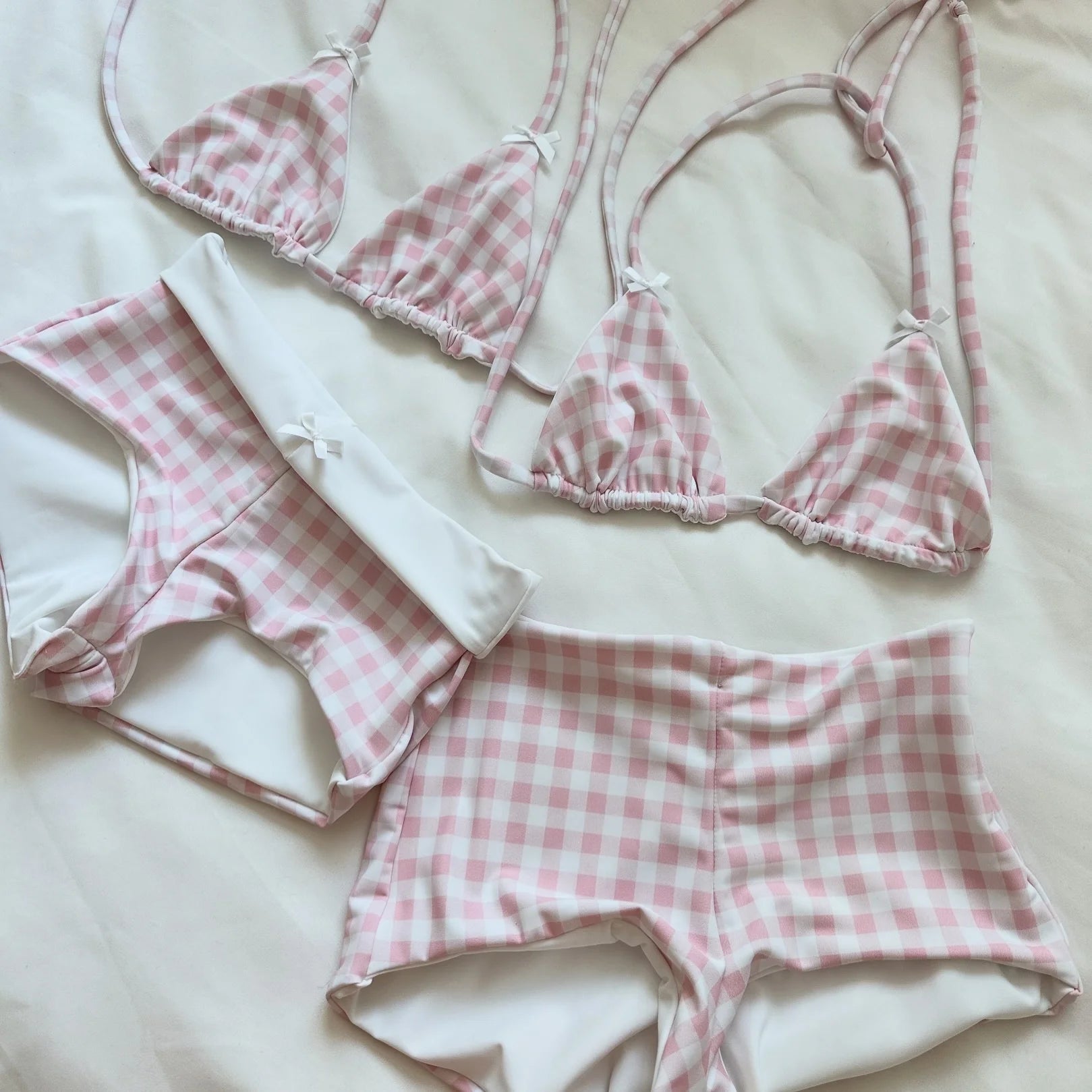 Women Halter Neck Triangle Bikini Sets Vintage 90s.
