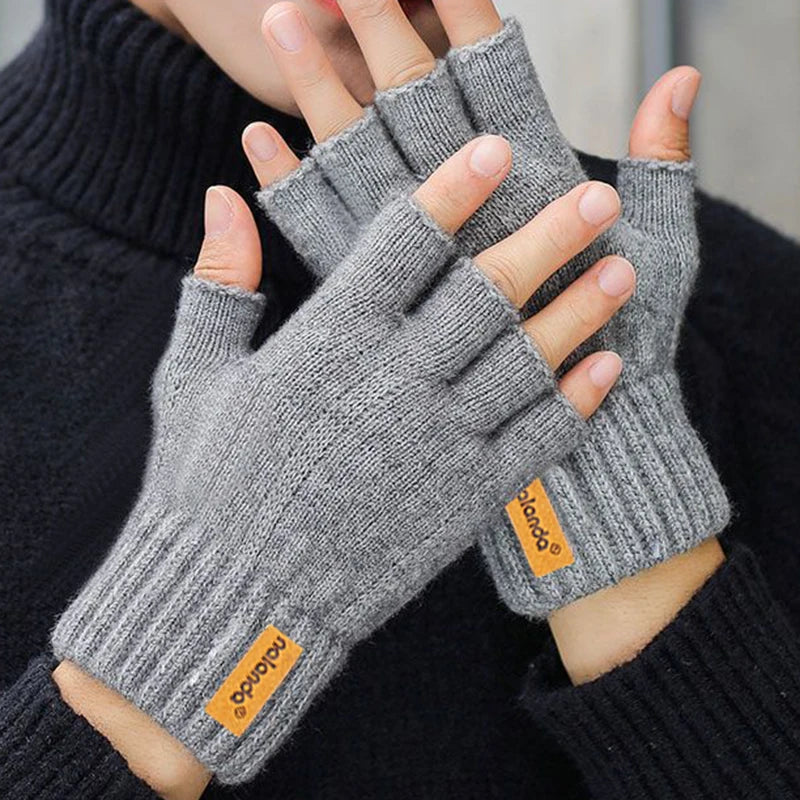 Winter Autumn Knitted gloves Warm Plush Fingerless gloves for men & Women