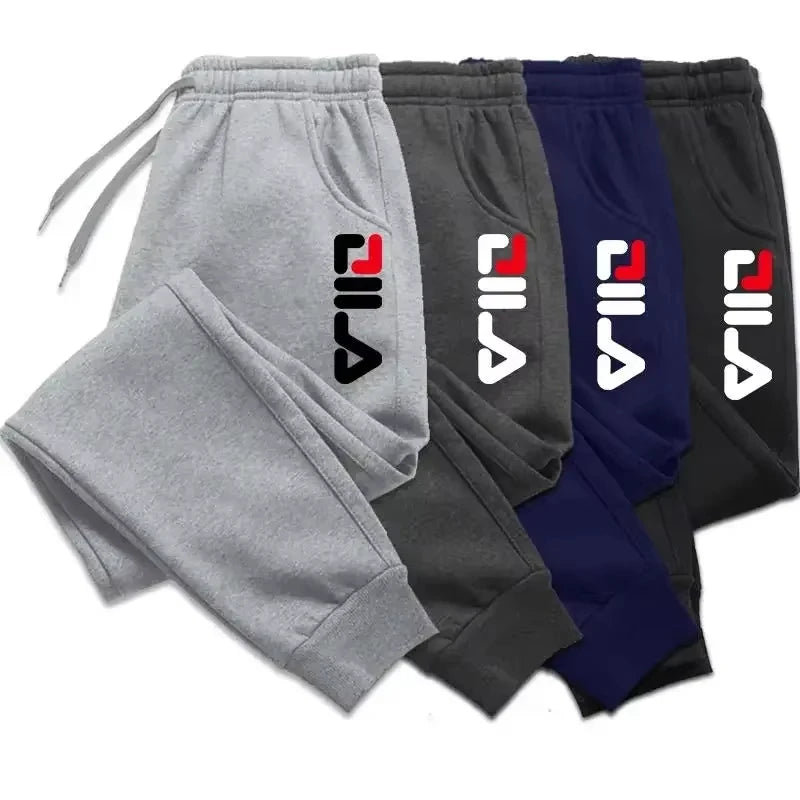 Autumn Winter Men's Joggers Drawstring Casual Pants Fleece Sweatpants