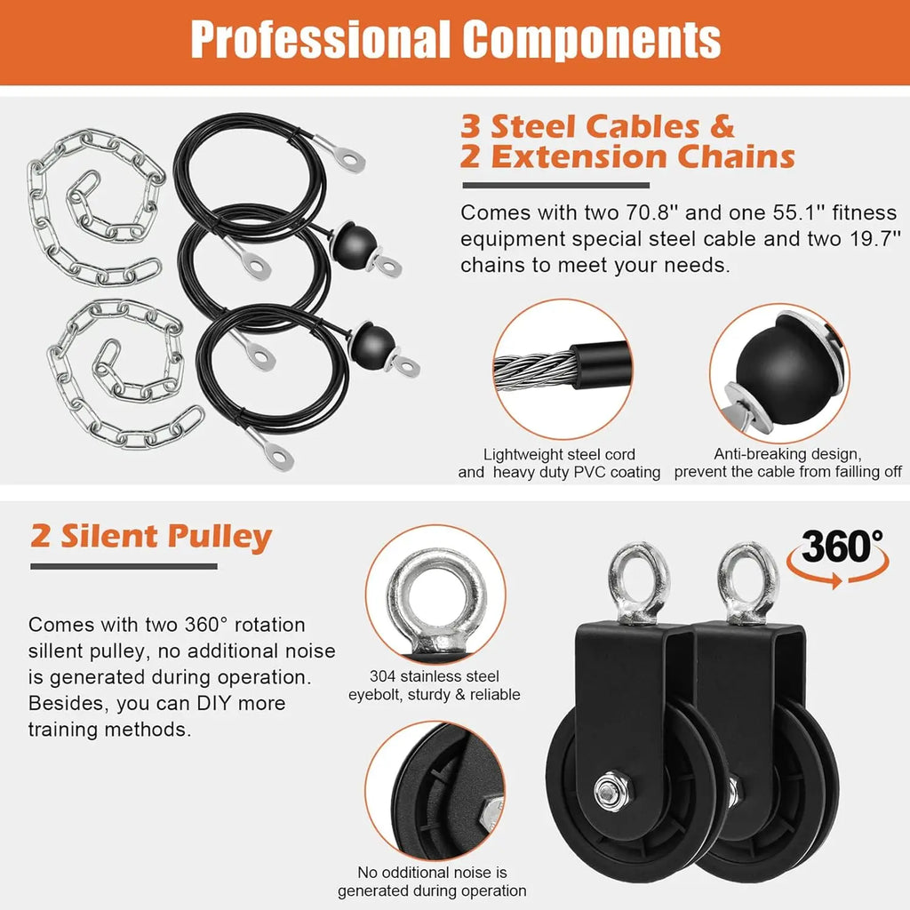 Home Gym Pulley System for Triceps, Lat Pulldown, Biceps Curl.