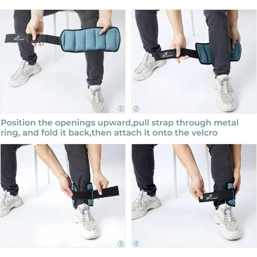 Adjustable Ankle Weights for Women and Men.