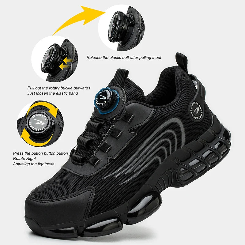 Unisex Rotating Button Safety Shoes Men For Work Sneakers Shoes