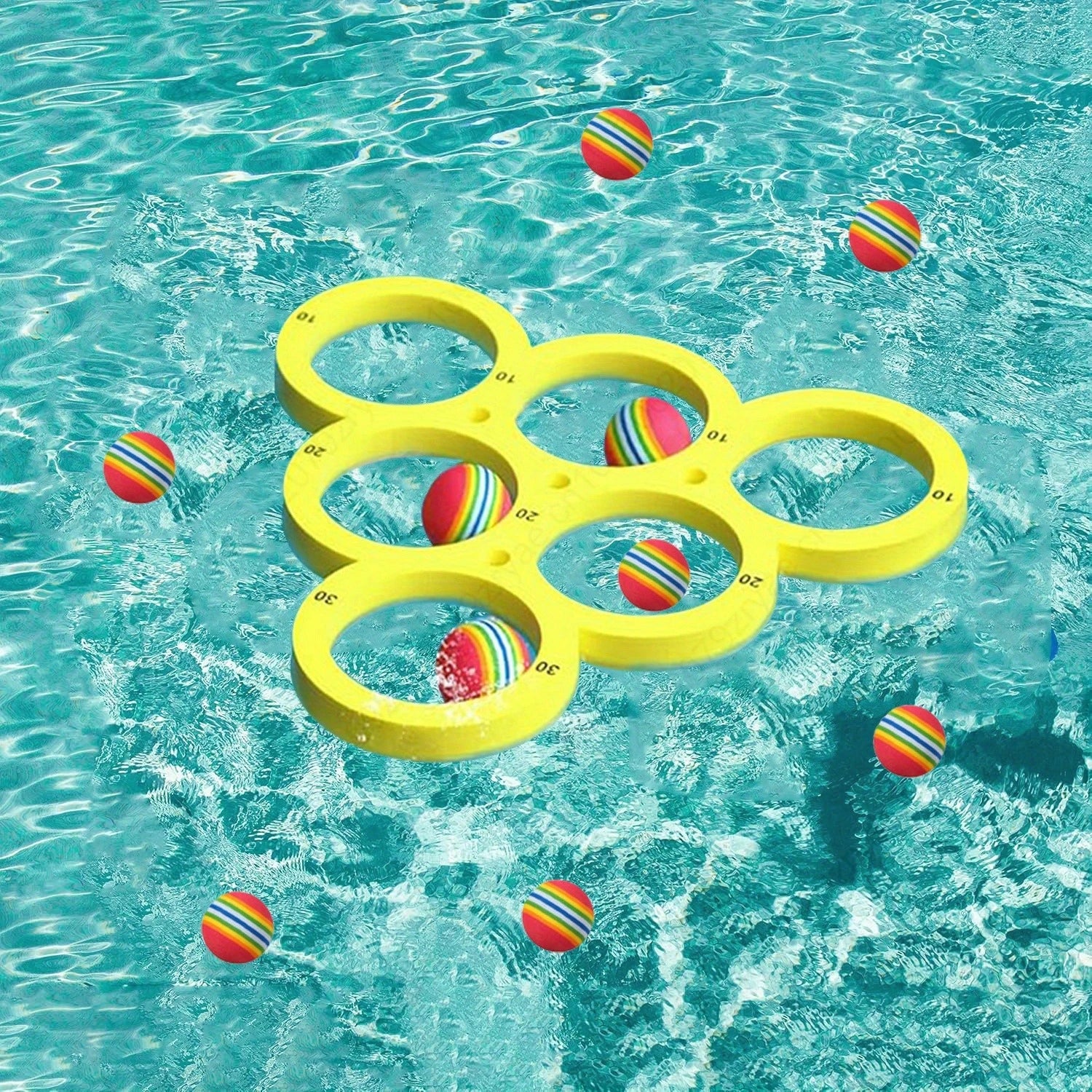 1+10pcs Swimming Pool Toss Game Set.