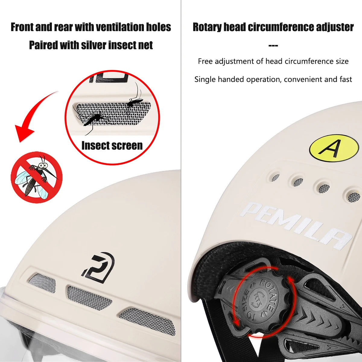 PEMILA Cycling Helmet With Goggles Lens Ear Protection.