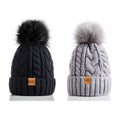 Women Winter Pompom Beanie Hat with Warm Fleece