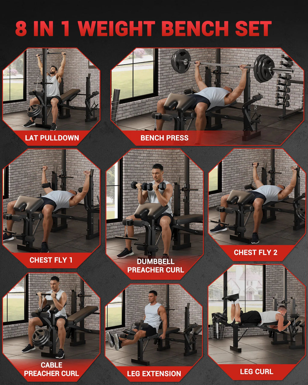 Adjustable 4-in-1 Weight Bench Set.