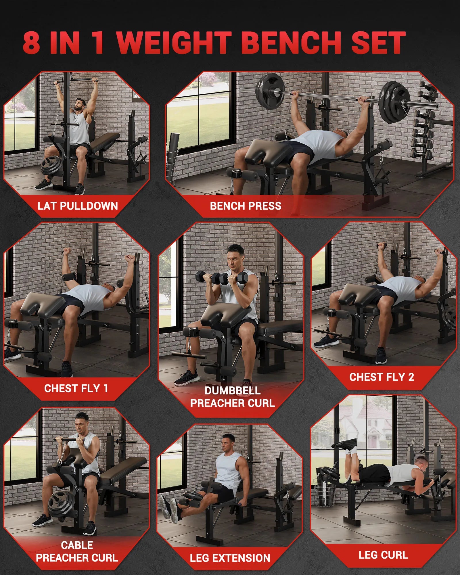 Adjustable 4-in-1 Weight Bench Set.