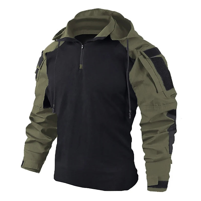 Outdoor Shirts Camo Combat T-Shirt Hooded for Men and Women.
