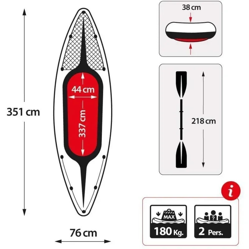 2 Persons Inflatable Kayak Fishing Boat.