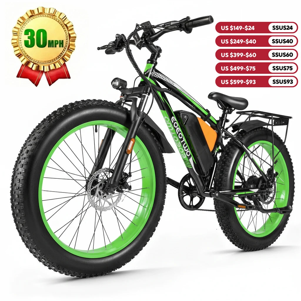 26" Fat Tire Electric Bike for Adults 48V 20Ah Battery 1000W Motor.